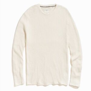 Billy Reid Mini Waffle Crew Long Sleeve Cotton Cashmere Sweater